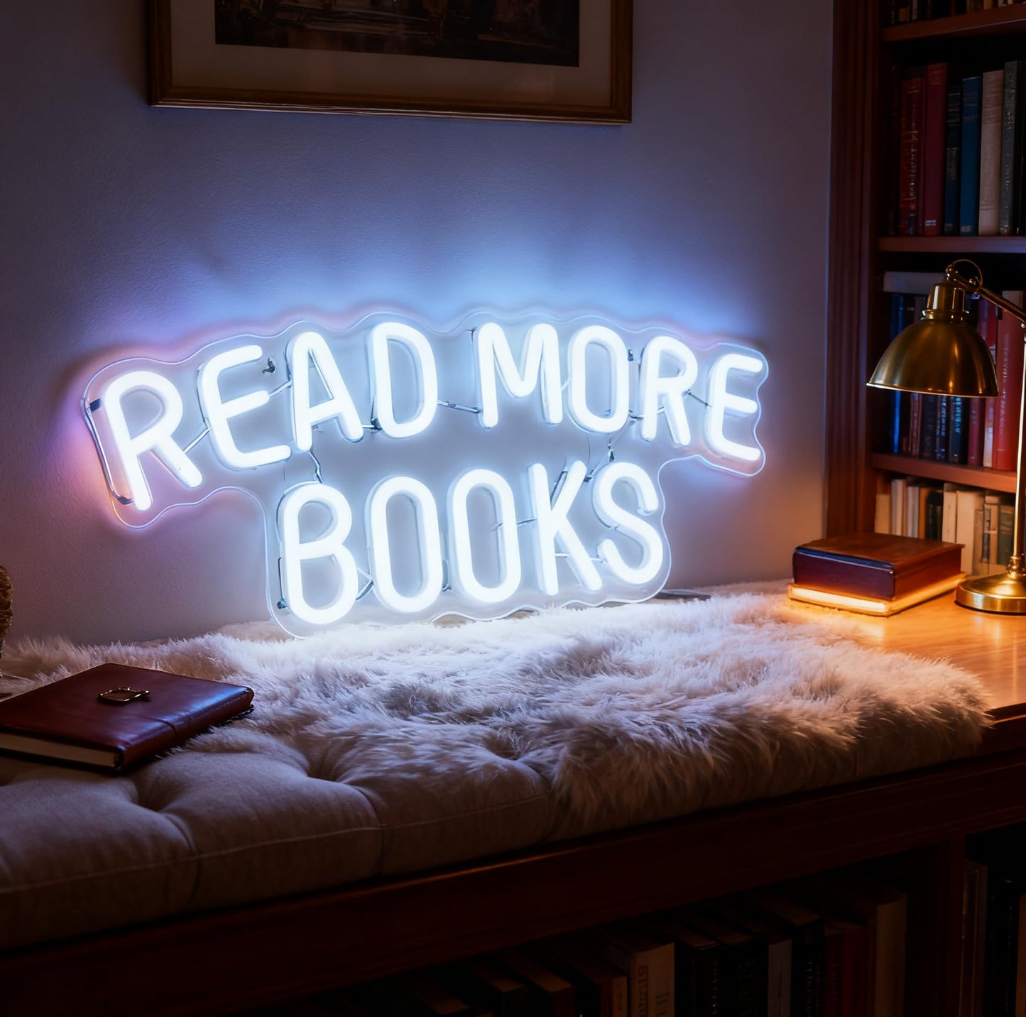 Read More Books Neon Sign, USB Powered Decorative Neon Light for Book Lover Gift Teens Bedroom Library Bookstore Reading Nook Wall Table Decor 15 x
