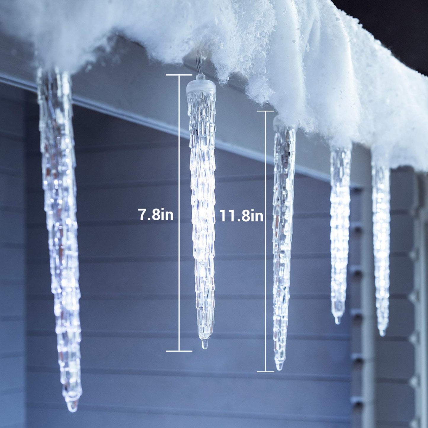 Toodour Christmas Icicle Lights Outdoor, 20 Tubes 90 LED Icicle Light with 8 Modes, Indoor Outdoor Crystal String Light, Connectable, Waterproof LED
