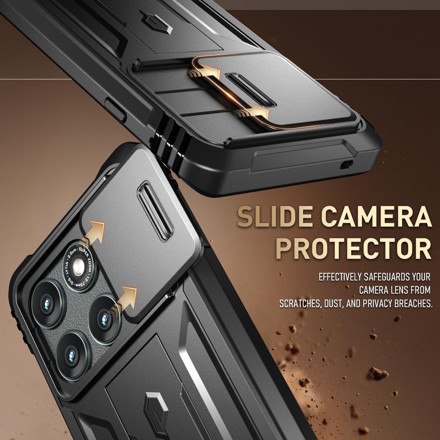 Poetic Revolution Case for Motorola Moto Edge 2025 [Not for 2024 Version], [Slide Camera Cover], Full-Body Military Grade Rugged Shockproof Cover