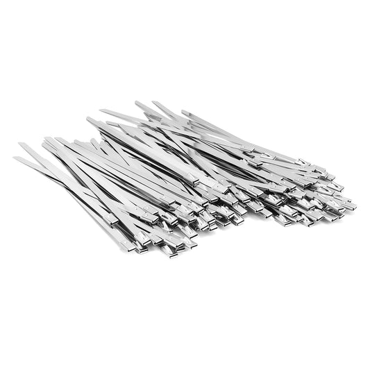 100PCS 15.7 inch 304 Stainless Steel Zip Ties Metal Zip Ties Heavy Duty Locking Cable ties Strap for Exhaust Wrap, Garage, Outdoor (15.75)