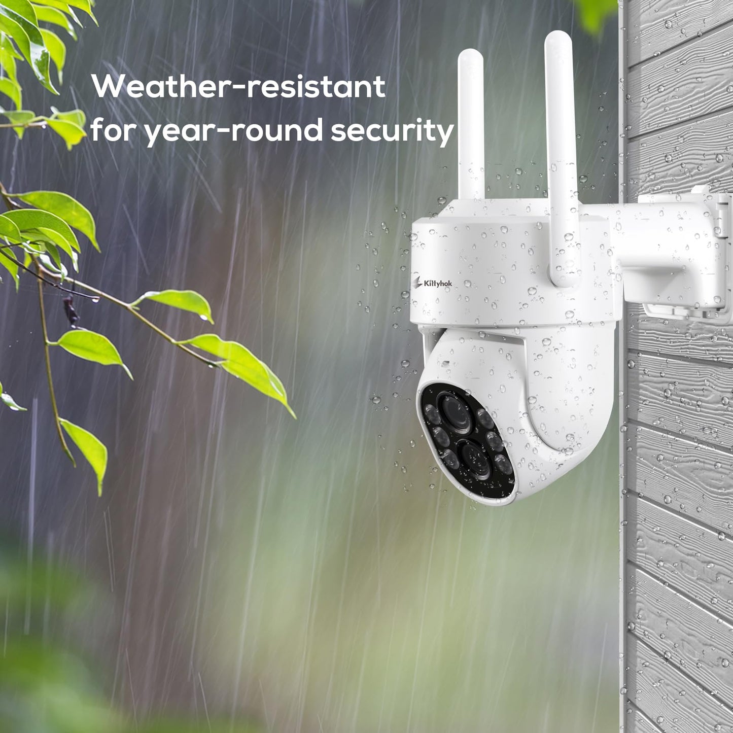 Kittyhok Dual Lens PTZ Security Camera Wireless Outdoor | 2K FHD Wireless Security Camera with 10X Hybrid Zoom, 360 Viewing, Auto Tracking, Spotlight