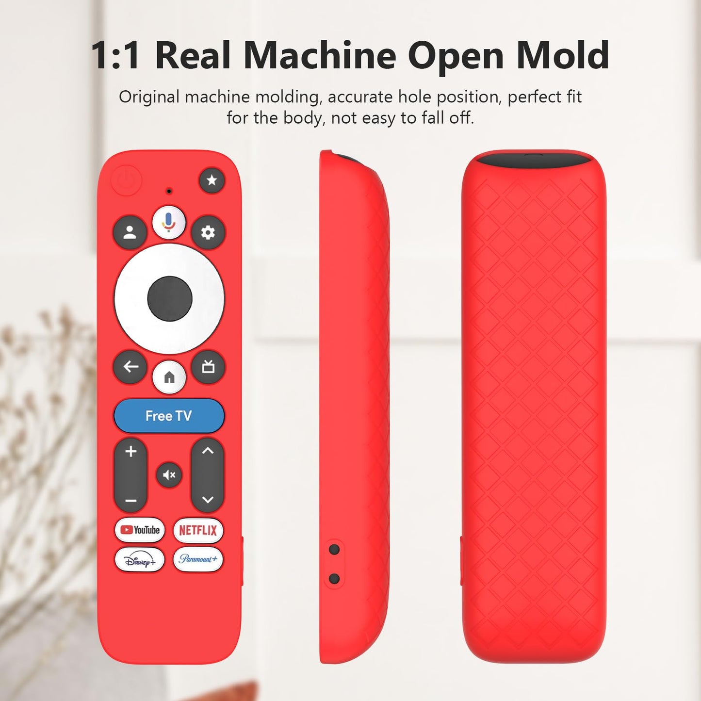 LEFXMOPHY Silicone Cover for onn Google TV 4K Pro Streaming Device (2024) Android TV Box Remote Protective Case - Red