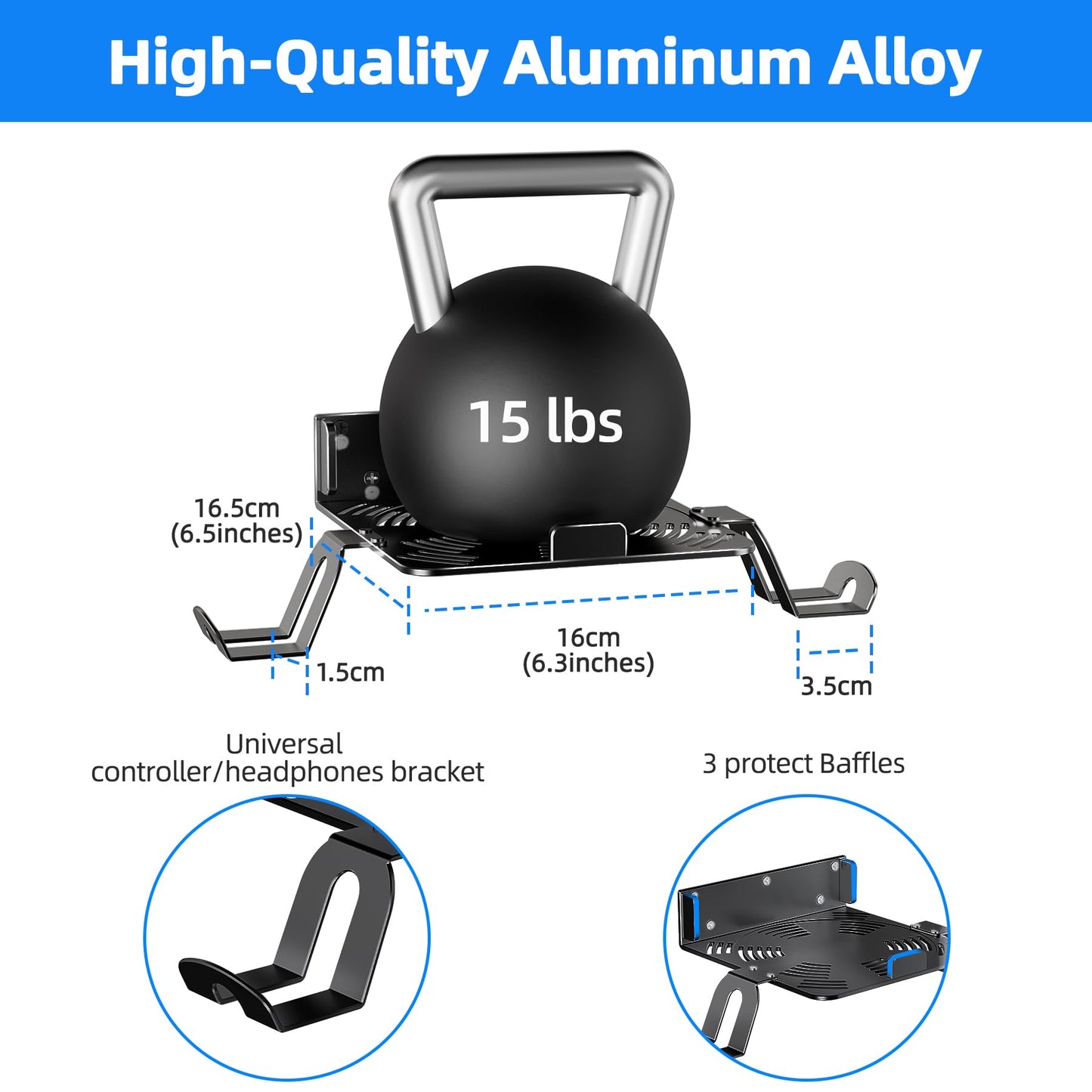 ANSHAWTIY Aluminium Alloy Wall Mount for Xbox Series X Wall Mount Kit for Xbox Series X Accessories with 2 Controller Stand, Ventilation Design Wall