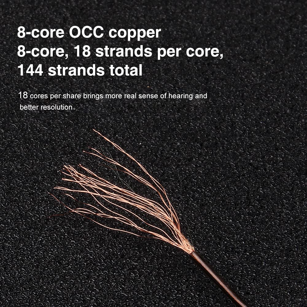 okcsc 0.75 2 Pin Cable,Upgraded Replacement Earphone Cable 8 Core Gold-Plated with 3.5 Plug Replacement Extension Cable for KZ AS10 ZS10 ZS6 ZSR ZSA…