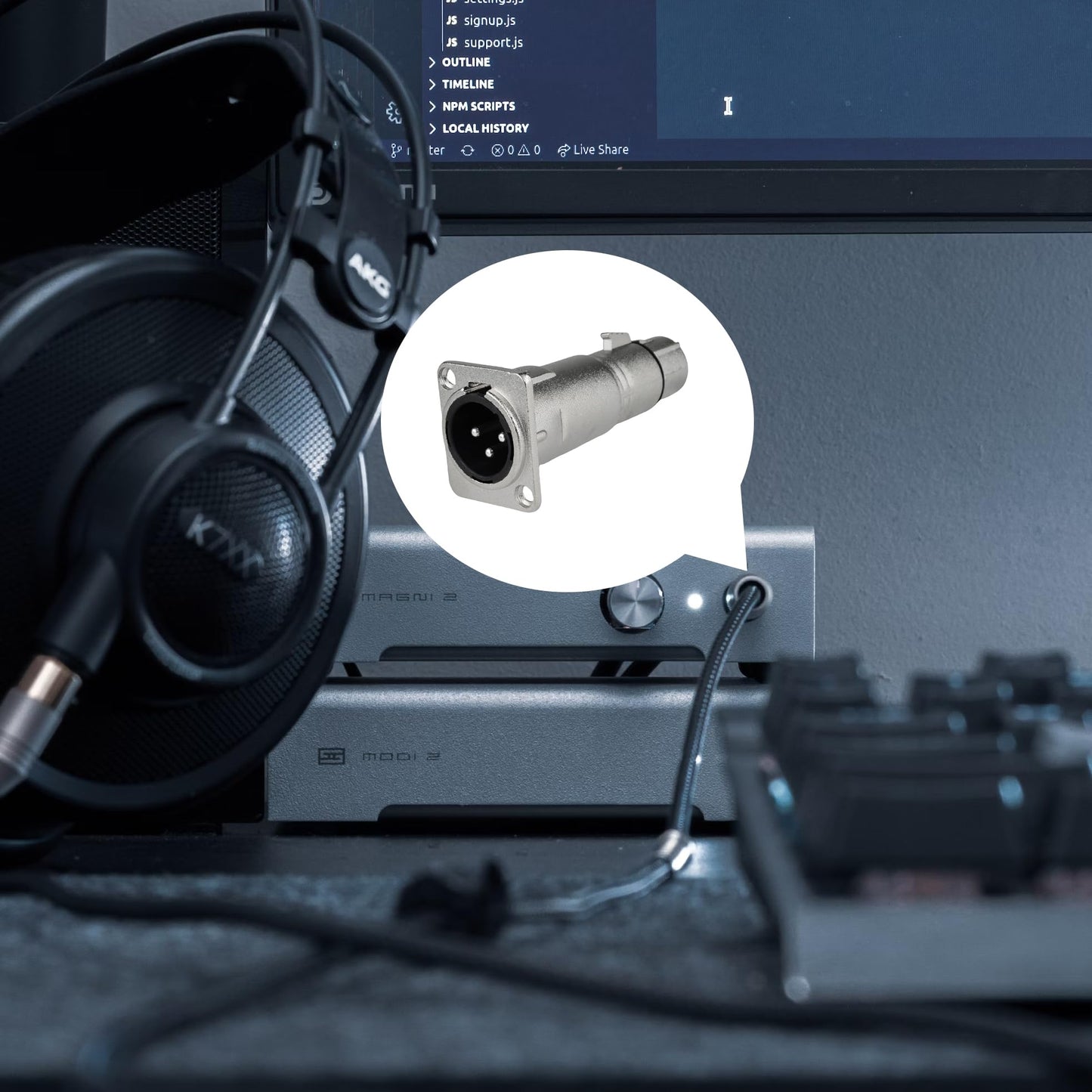 3-Pin XLR Male to Female Panel Mount Connector - Durable Microphone Adapter Coupler with Feedthrough Mount Socket, Ideal for Mixers and Audio Devices