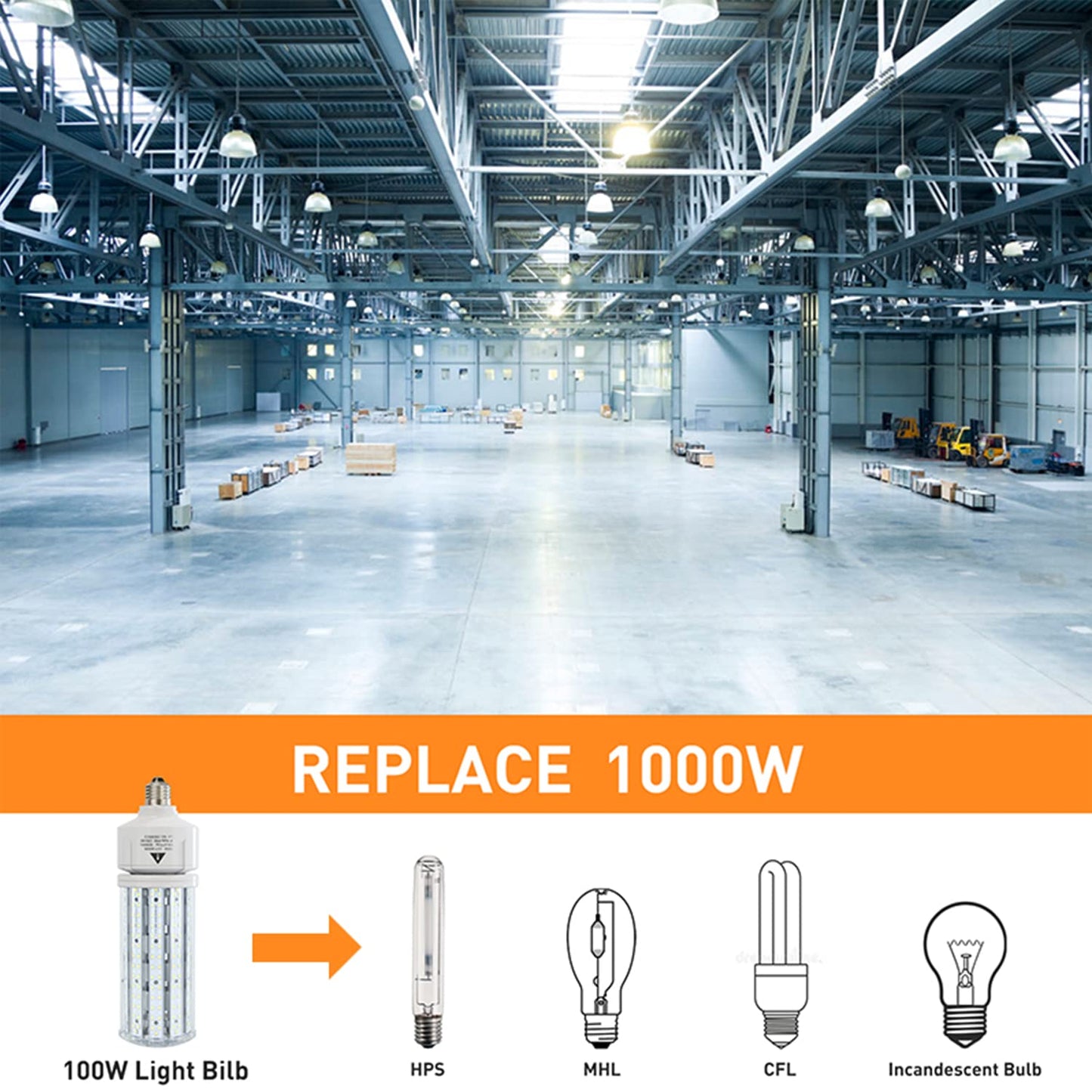 2 Pack 100W LED Corn Light Bulb 5000K Daylight 15000 Lumens Super Bright, E26/E39 Base Led Corn Bulbs Replace Metal Halide HID CFL for Outdoor