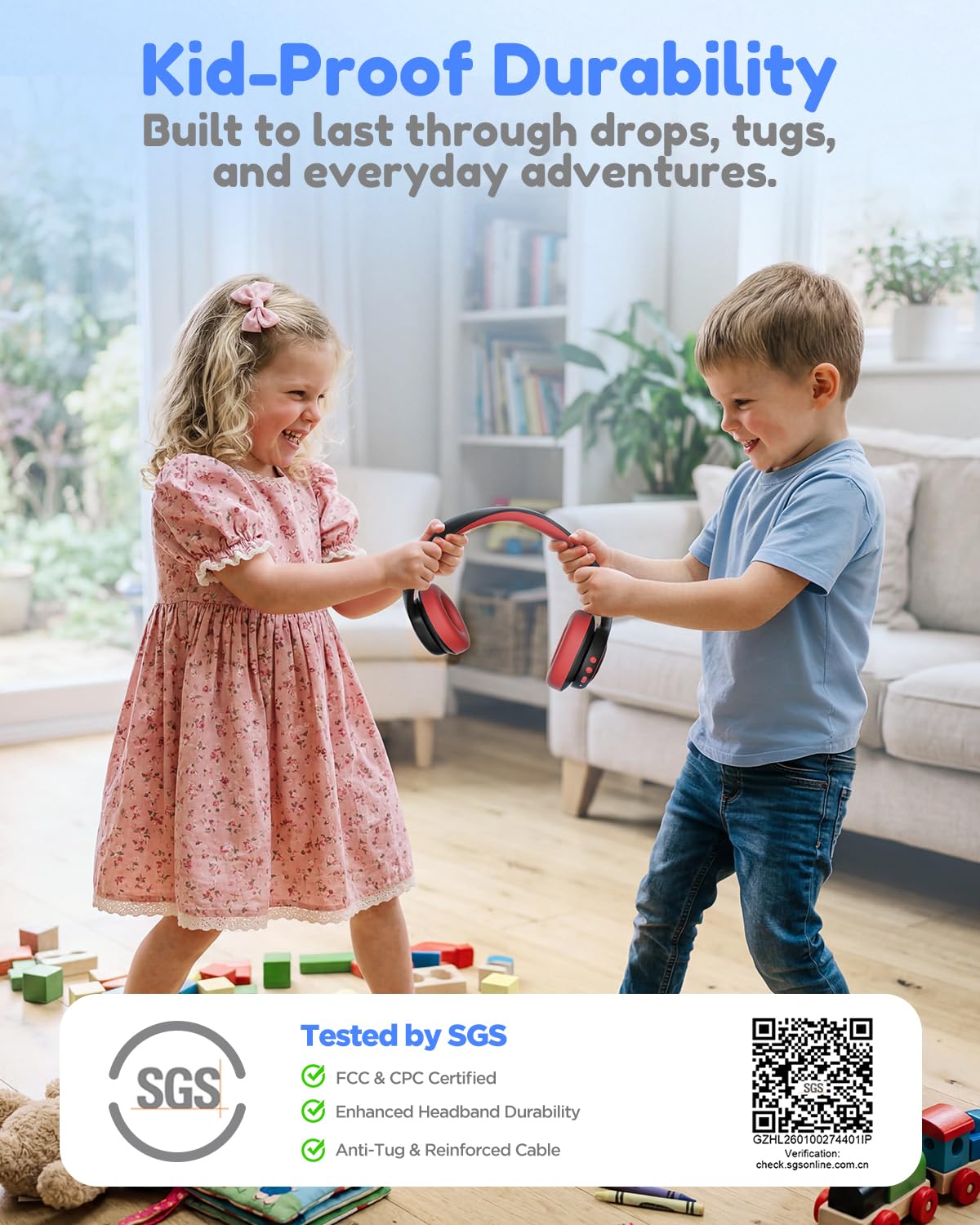 Acer OHR702 Kids Bluetooth Headphones for School with Built-in Mic,Over-Ear