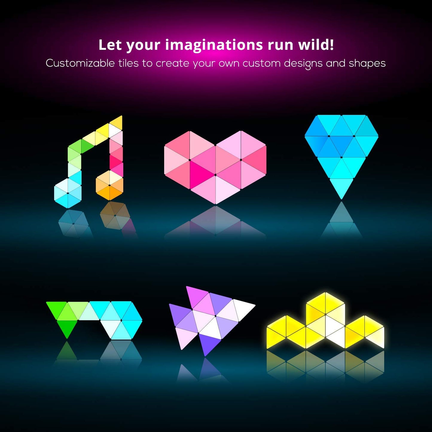 Koozam Smart Wall LED Light Panels | Create Customized Art Wall Decor & Watch As The Sound Activated Tiles Change Color with Music | WiFi Lighting