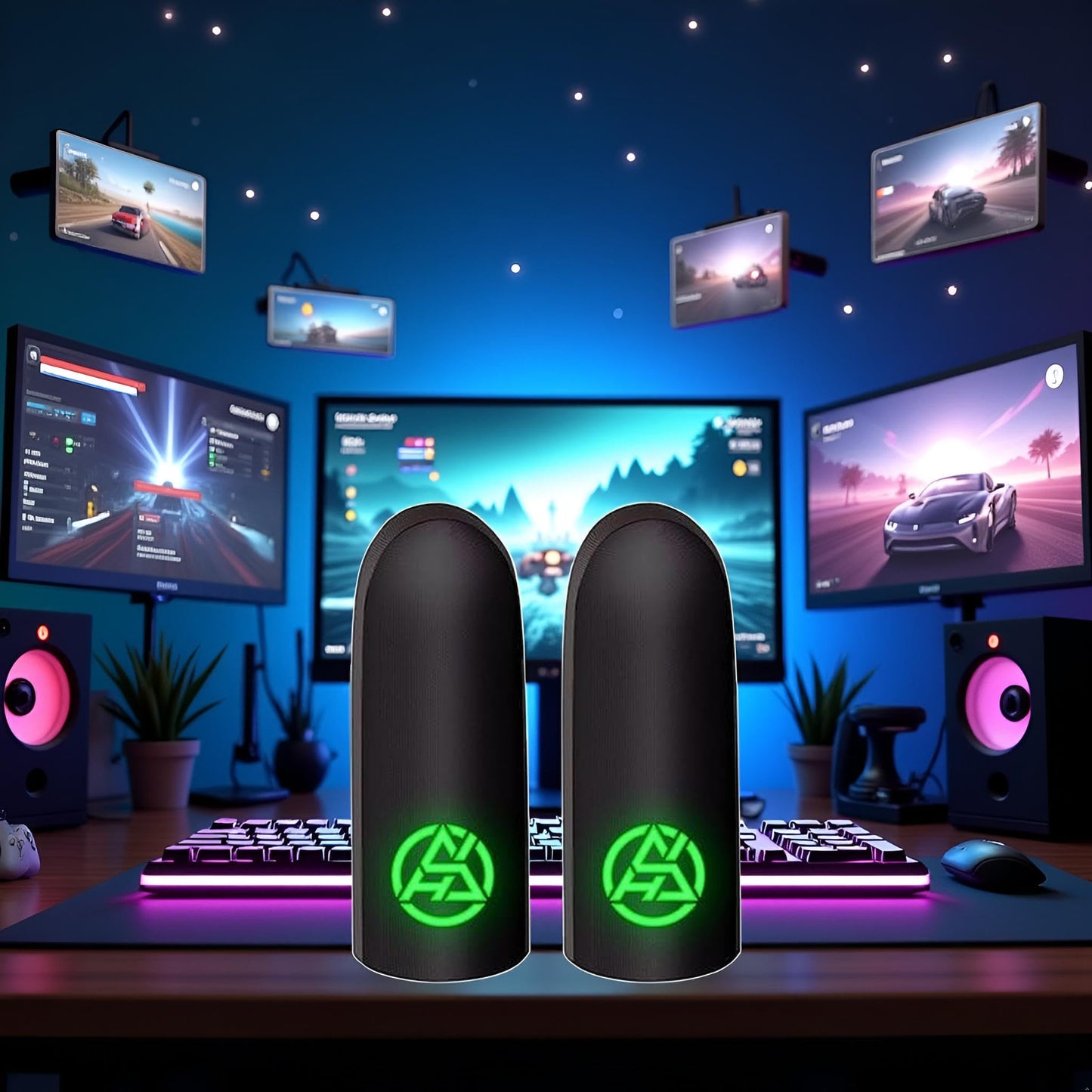 2Pcs Black Game Fingertip Gloves for Sweatproof Anti-Slip Finger Sleeve Breathable Gaming Finger Cover Thumb Gloves for Mobile Gaming Grip Pain-Relief