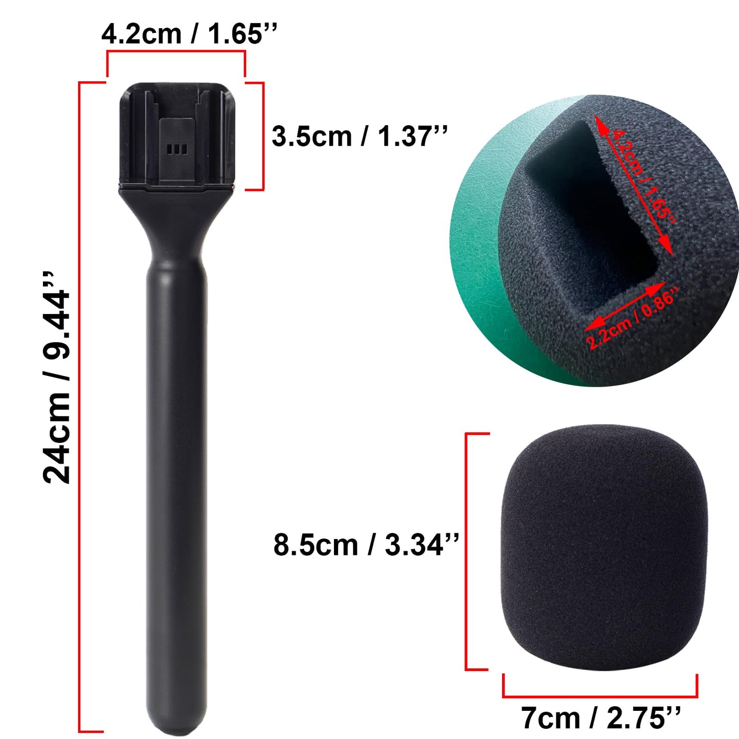 FONDFRAMORY Mic Holder for DJI Mic 1/2, Interview Microphone Handle for Rode Wireless GO I/II/ME/Pro, Wireless Lavalier Microphone Handheld Adapter