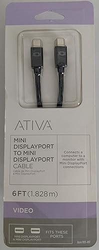 ATIVA Mini DisplayPort to Mini DisplayPort Cable, 6’, Black, 36544
