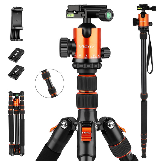 Victiv 80" Camera Tripod, Aluminum Heavy Duty Tripod Stand with 360° Ball Head, Camera Tripods & Monopods with Carry Bag, Suitable for Canon Nikon