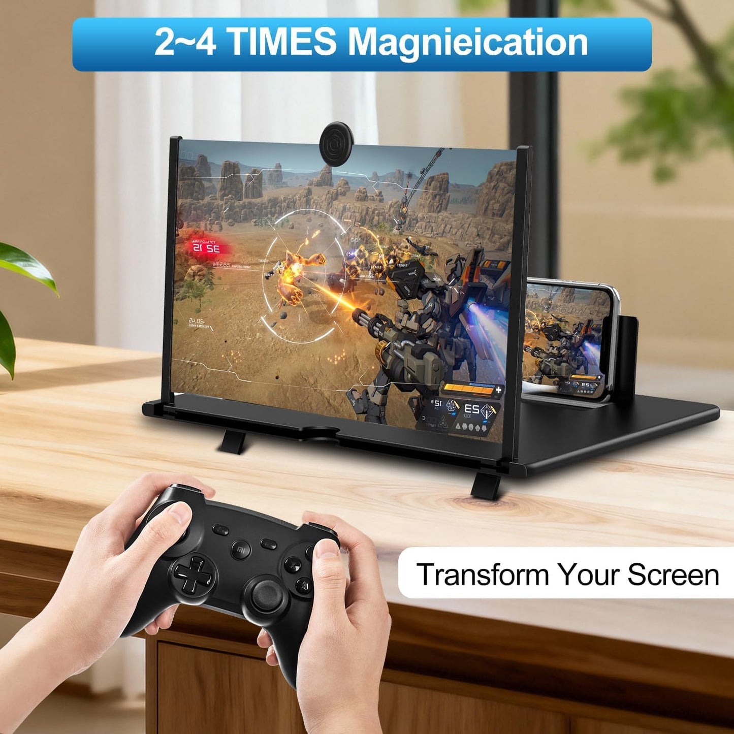 Pibkay 12 Inch Phone Screen Magnifier, Cell Phone Screen Magnifier, Pull Out Phone Screen Amplifier for Movies, Video, Gaming, Compatible with All