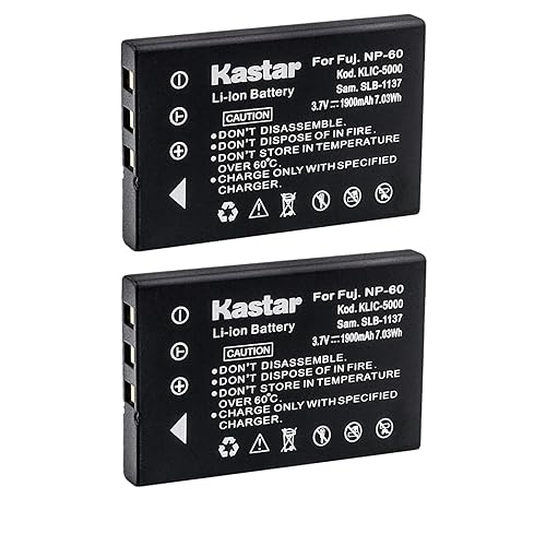 Kastar 2-Pack Battery Replacement for CAS101 (NP60), Creative Introduces Enhanced Divi CAM 428 Mini Digital Camcorder/Creative Vado HD Camera MP3
