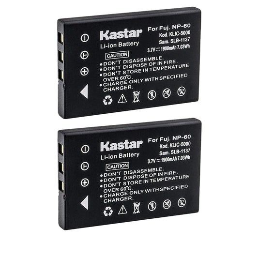 Kastar 2-Pack Battery Replacement for CAS101 (NP60), Creative Introduces Enhanced Divi CAM 428 Mini Digital Camcorder/Creative Vado HD Camera MP3