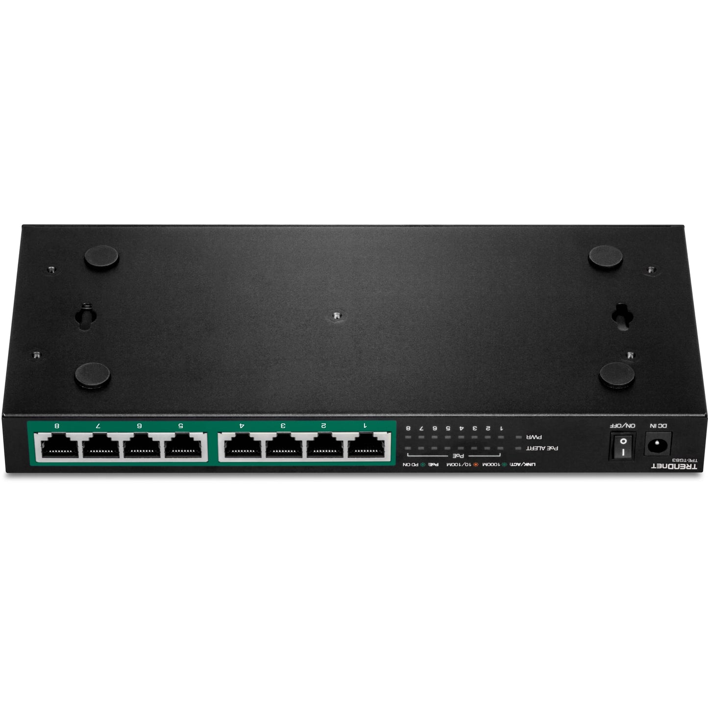 TRENDnet 8-Port Gigabit PoE+ Switch, 65W PoE Power Budget, 16Gbps Switching Capacity, IEEE 802.1p QoS, DSCP Pass-Through Support, Fanless, Wall