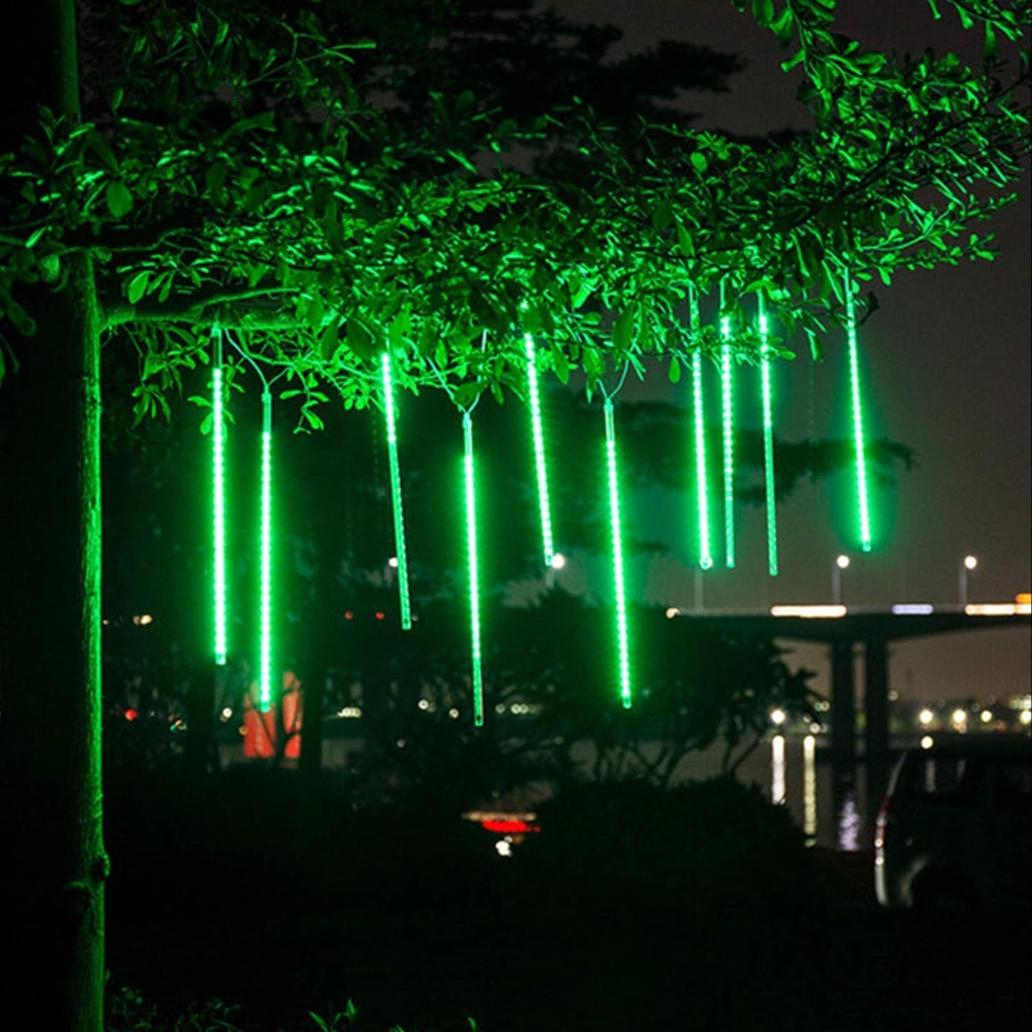 Roytong High Brightness 10 Tube 12 Inch 360 LED Meteor Shower Rain Lights Cascading Falling Rain Outdoor Light for Christmas Halloween Tree Raindrop