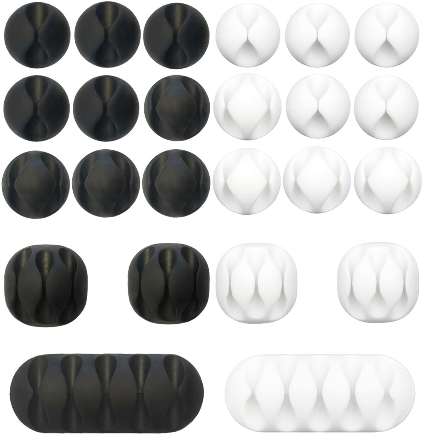 JTek Cord Organizer, Adhesive Cable Holder, 24 Pack, Black and White | Cable Organizer, Cord Holder, Desk Organizers, Cable Clips | Cable Management
