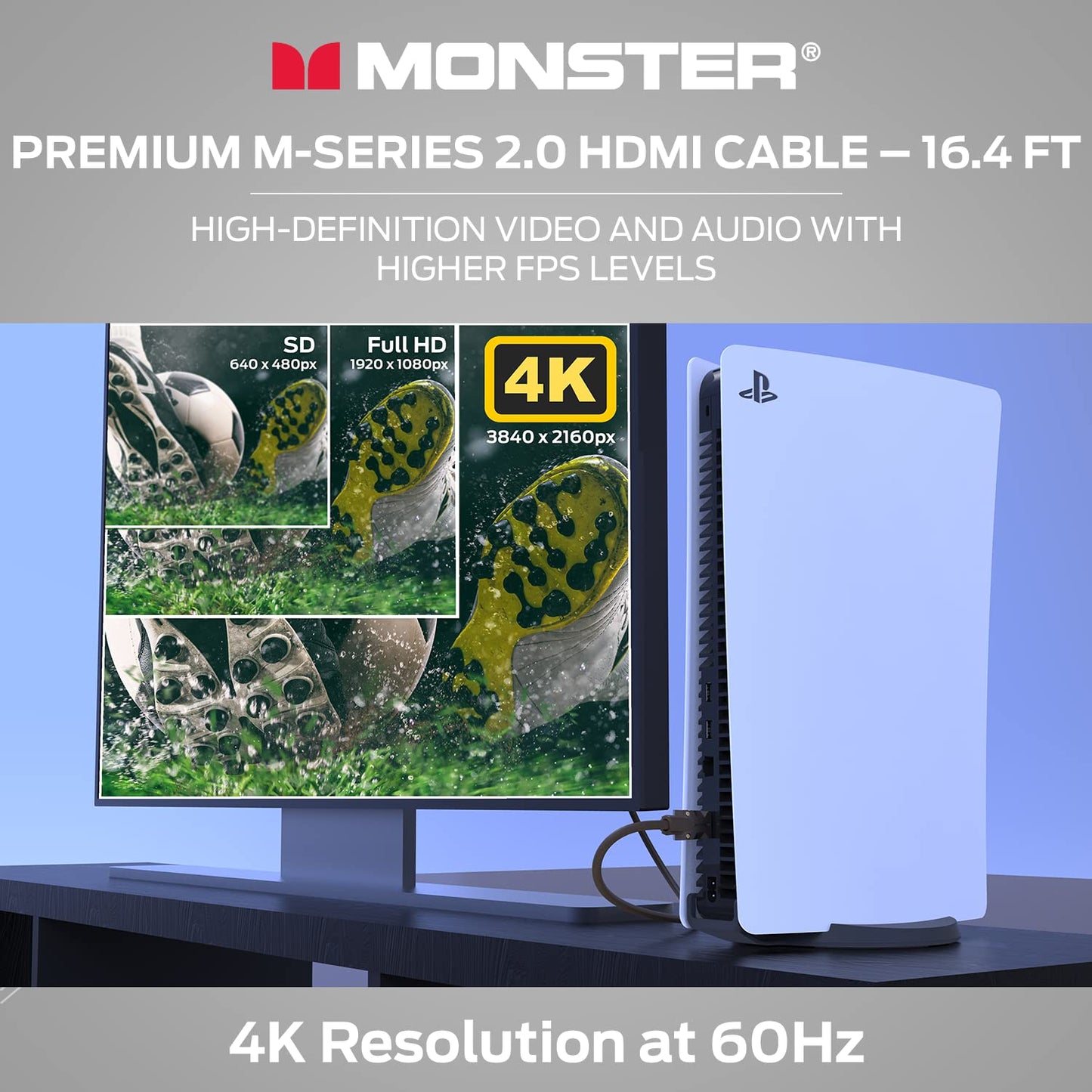 Monster M-Series 2000 Certified Premium Ultra High Speed HDMI Cable - 2.0 4K 60Hz, 25 Gbps - 5 Meters (16.4 Ft)