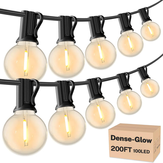 RTTY Outdoor String Lights 200 FT, Patio Light for Outside with 104pcs G40 LED Shatterproof Bulbs, Waterproof Connectable Hanging Globe Lighting