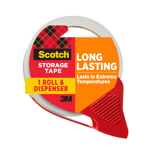 Scotch Long Lasting Storage Shipping Packaging Tape, 1.88" x 38.2 yd, 1 Roll with Dispenser (3650S-RD-ESF)
