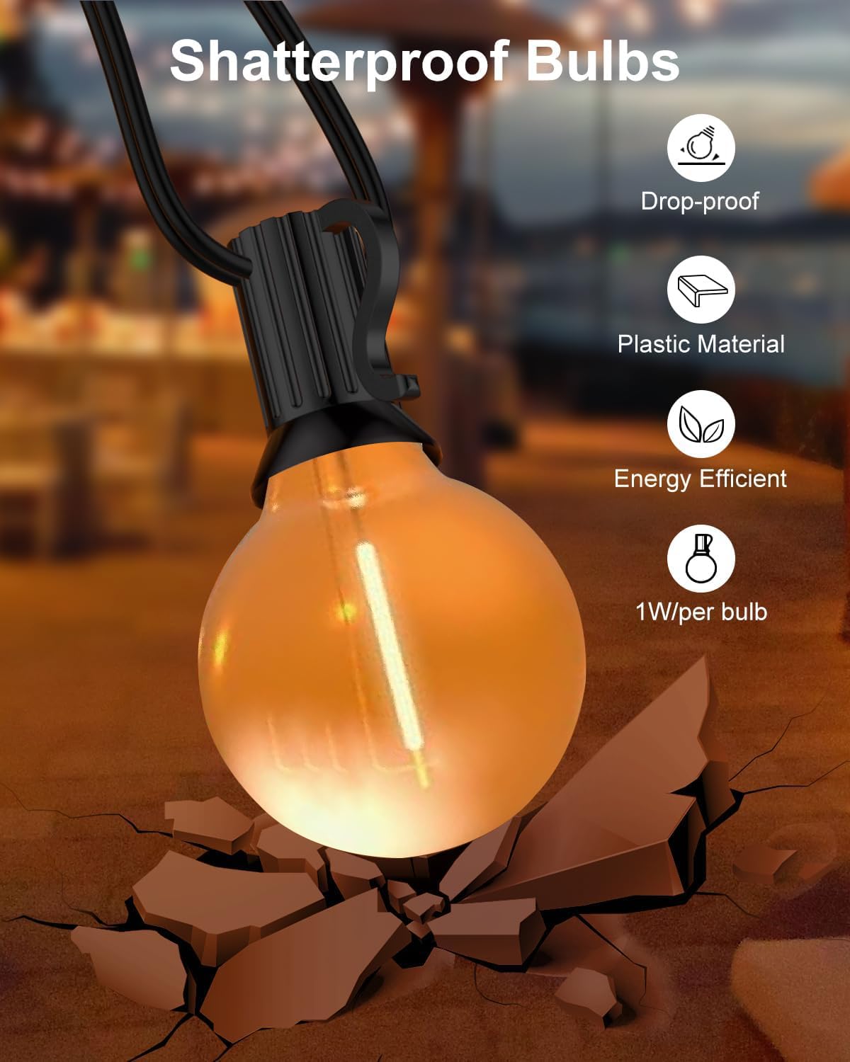 YFALATSTNRK 5 Pack Orange G40 LED Christmas Replacement Light Bulbs (Orange)