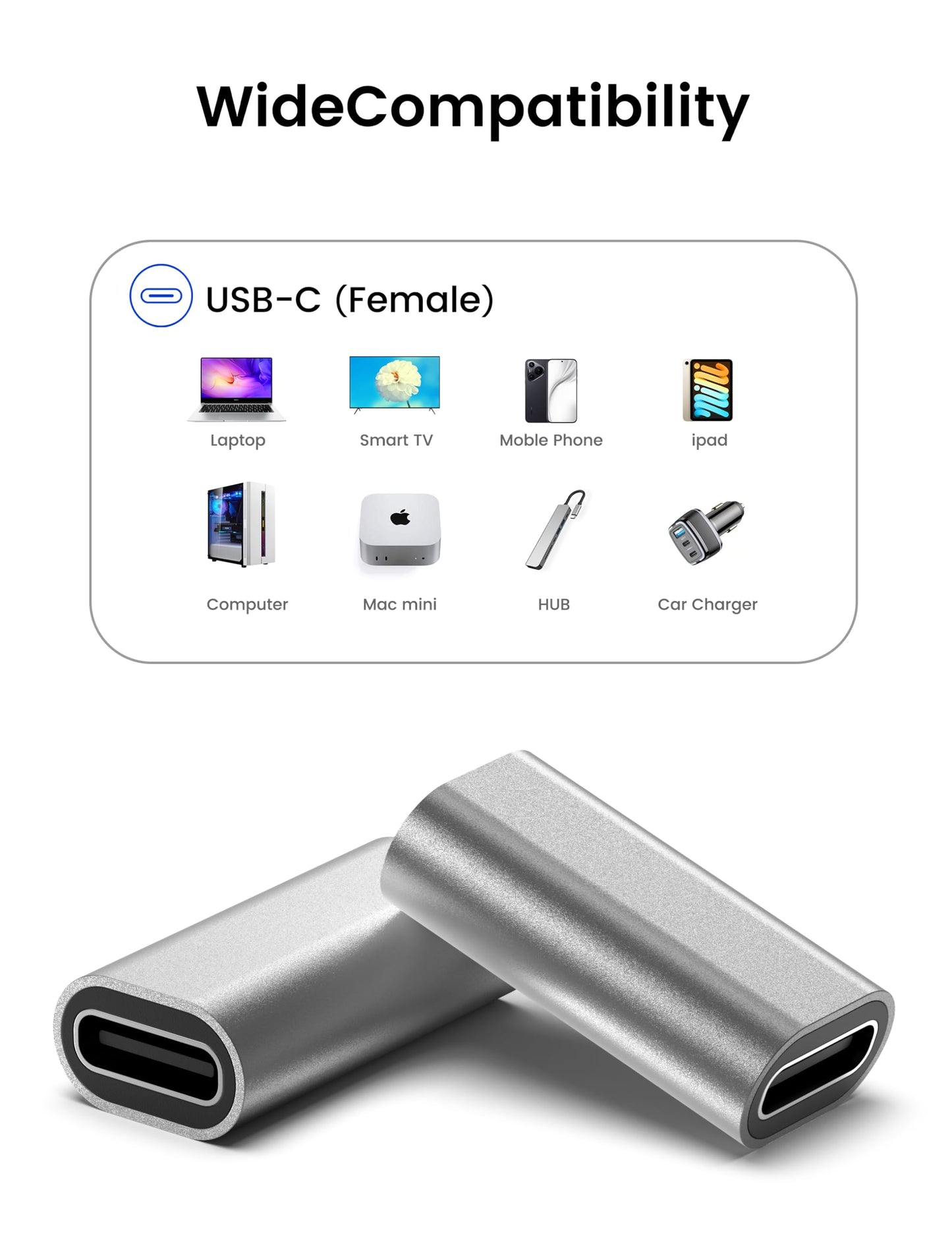 Fidioto 10 Pack USB3.1 USB C Female to Female Adapter, High Speed Transfer, Easy Connection for Thunderbolt 4/3 Support up to 150W Charging,10Gbps…