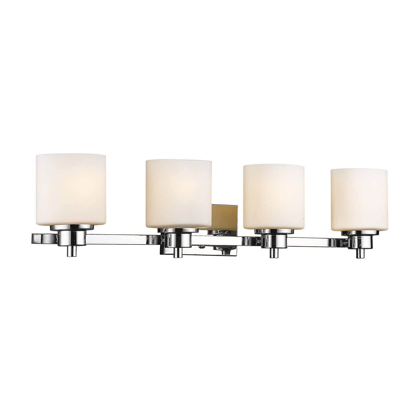 Chloe Lighting CH821036CM33-BL4 Contemporary 4 Light Chrome Finish Bath Vanity Wall Fixture Alabaster Glass, 33" Wide, White
