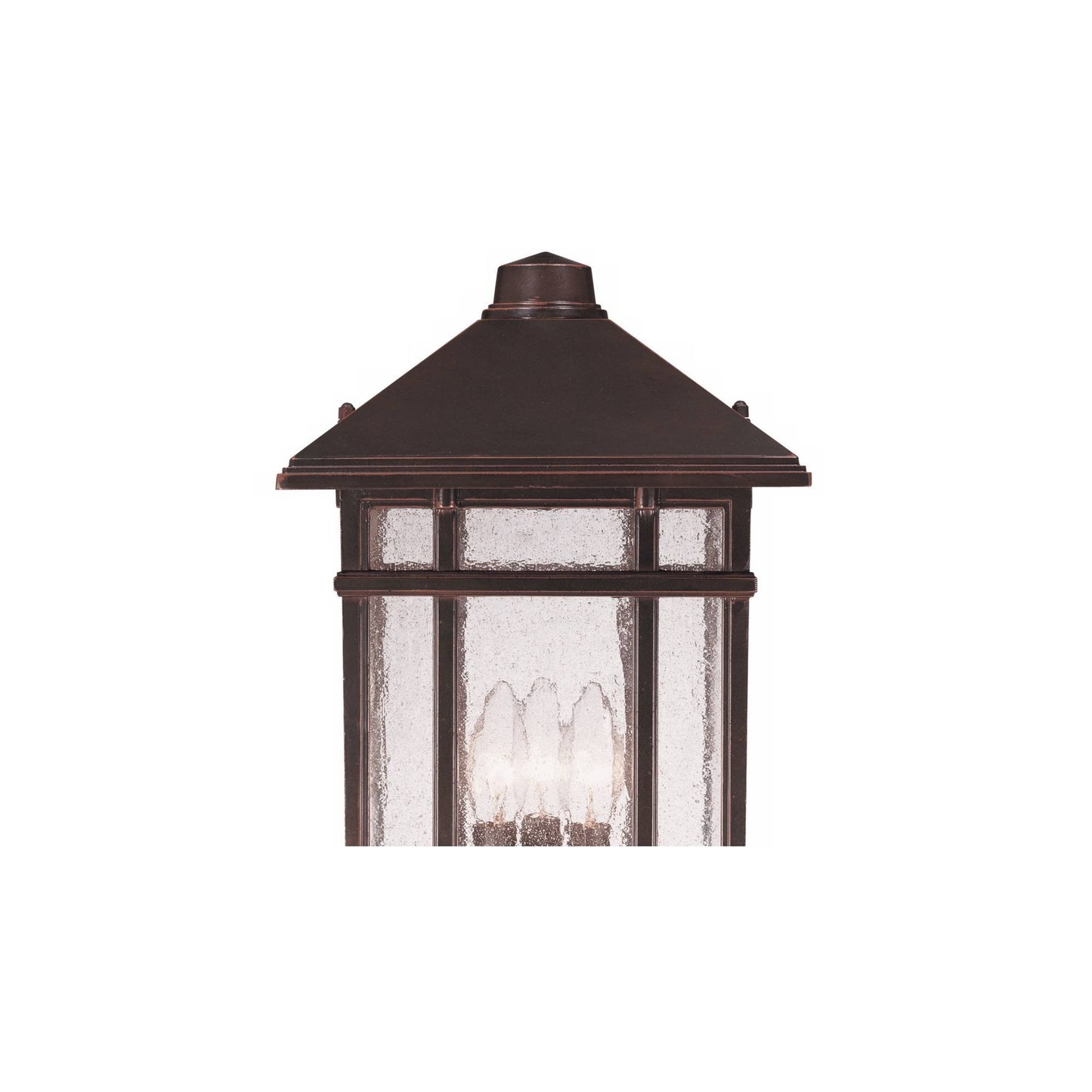 Kathy Ireland Sierra Craftsman Art Deco Outdoor Post Light Rubbed Bronze 18" Frosted Seeded Glass Panels for Exterior House Porch Patio Outside Deck