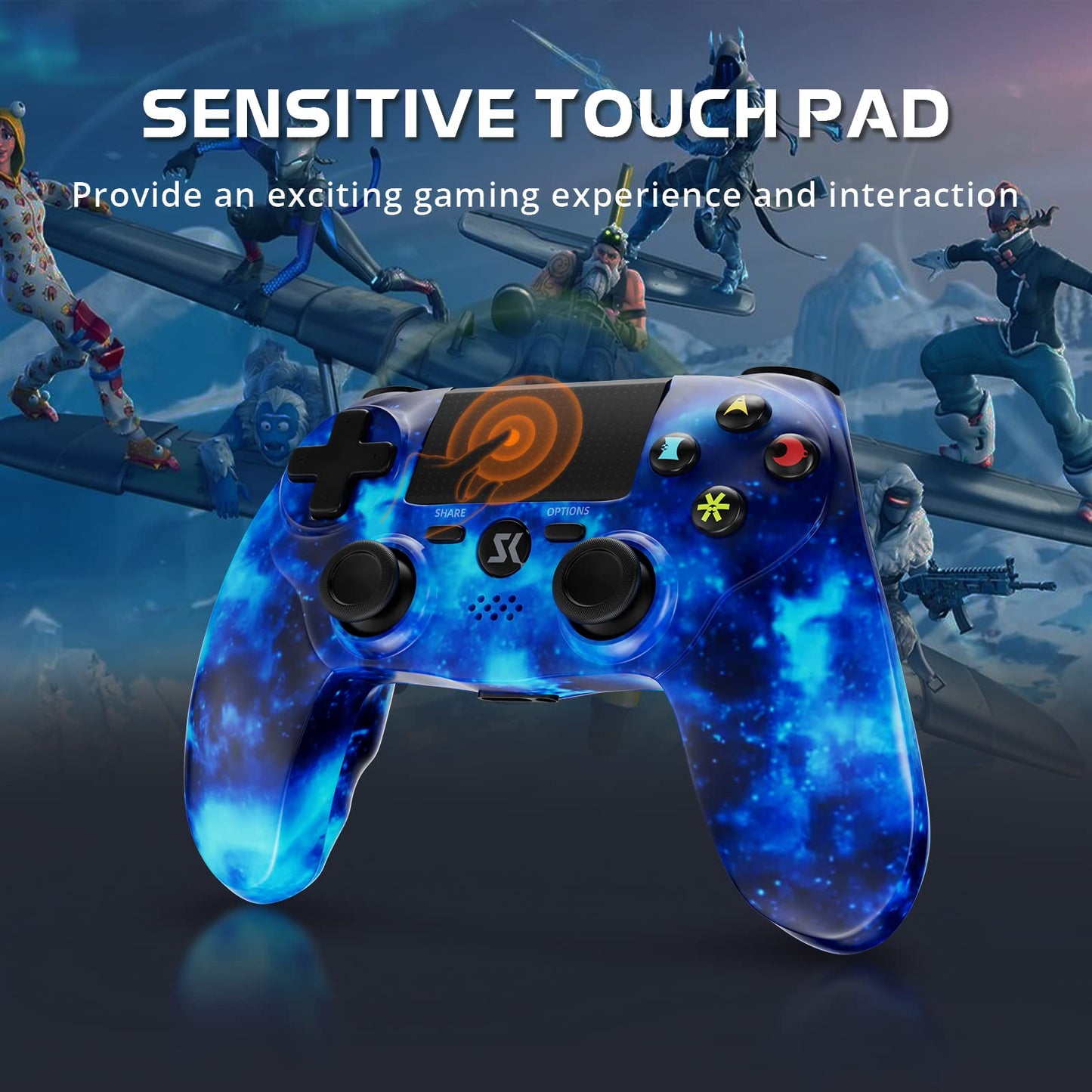 Wireless Controller for PS4, Controller for Sony PlayStation 4, Double Shock 6-Axis Motion Sensor, Sensitive Touch Pad, Built-in Speaker & Stereo