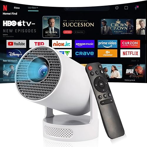 Mini Projector, HY300Ultra Portable Projector with WiFi 6 and Bluetooth 5.4, 4K Support,5W Soundbase Speaker, Android11.0, 180° Rotation, Compatible