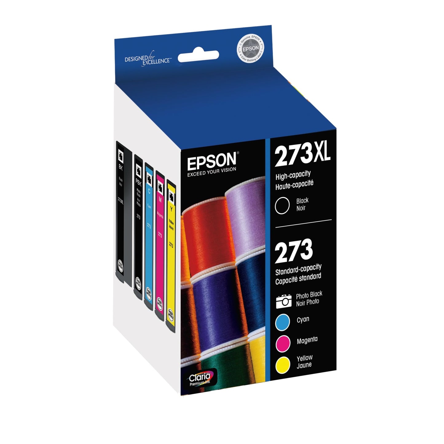 EPSON 273 Claria Ink High Capacity Black & Standard Color Cartridge Combo Pack (T273XL-BCS) Works with Expression Premium XP-520, 600, 610, 620, 800