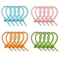 Tegg Twist Tie 20PCS Colorful Reusable Silicone Cable Tie Straps Zip Ties Adjustable Bag Clip Bread Tie Bag Sealing Clips