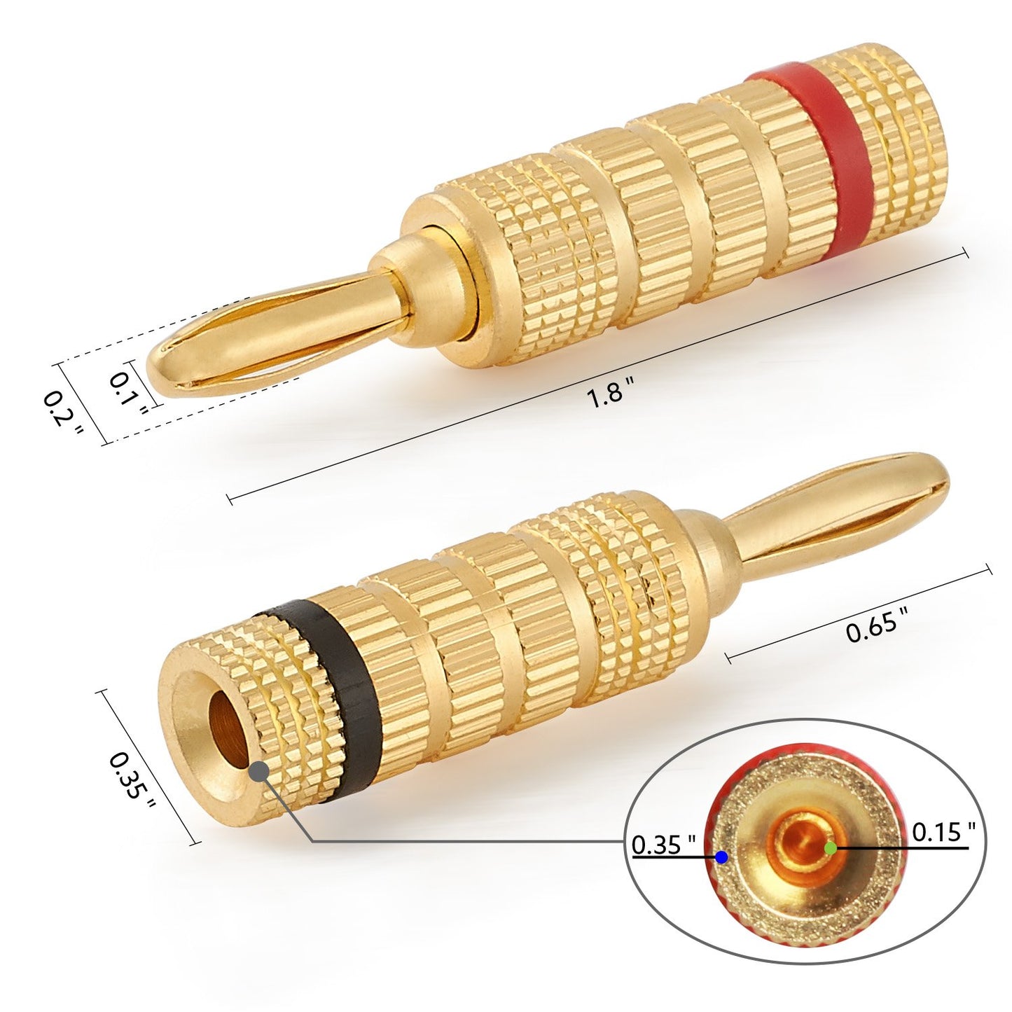 WGGE WG-3333 24k Gold Plated Speaker Banana Plugs-Closed Screw Type (12 Pairs (24 Plugs))