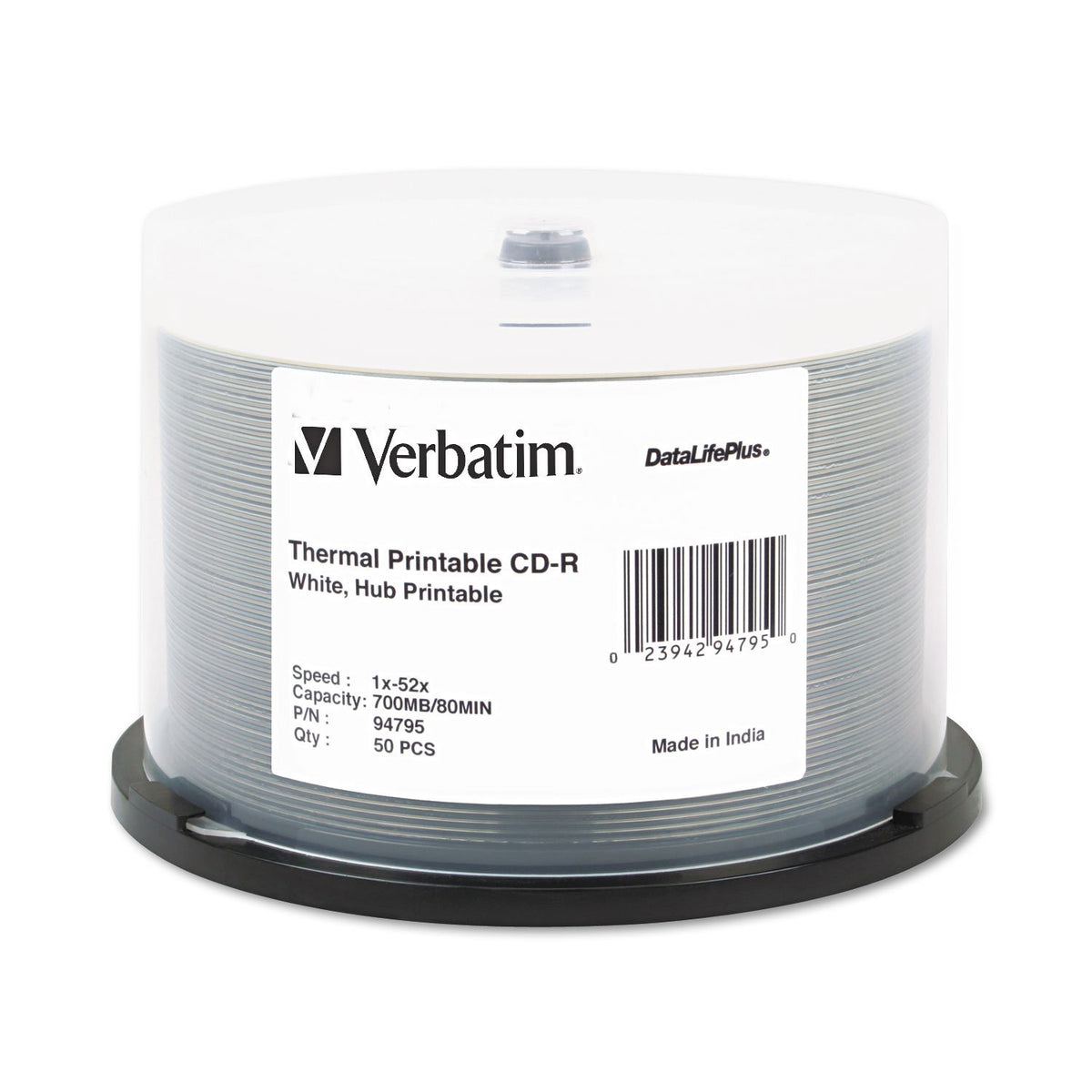 CD-R, 52X, 700MB, White Thermal Printable, 50PK