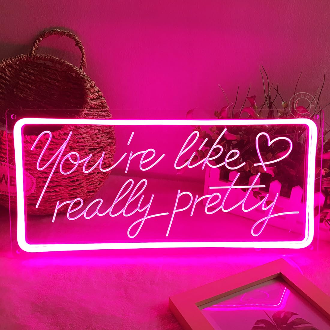 SYLHOME Pink You're Like Really Pretty Led Neon Light Sign USB Gorgeous Girls Bedroom Kids Room Wall Decor Sign Wedding Birthday Party Salon Bar Decor