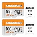 GIGASTONE 100GB Micro SD Card 2-Pack, A1 V30, 4K Video Recording, Compatible with Security Camera, Dash Cam, Drone, 100MB/s MicroSDXC Memory Card