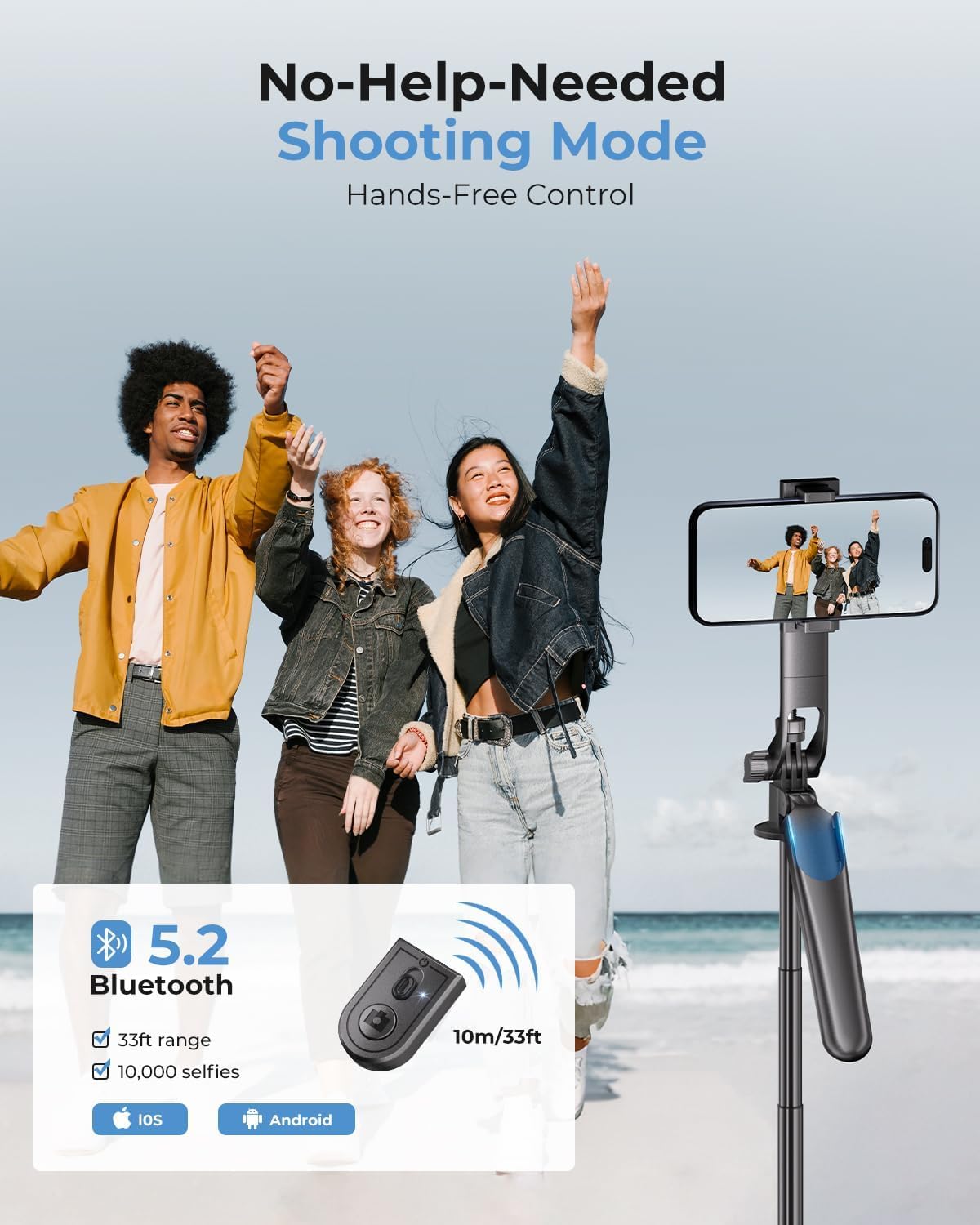 72" Phone Tripod, Tripod for iPhone with Wireless Remote Control, Portable Selfie Stick for iPhone, Live Streaming, Video Recording, Compatible