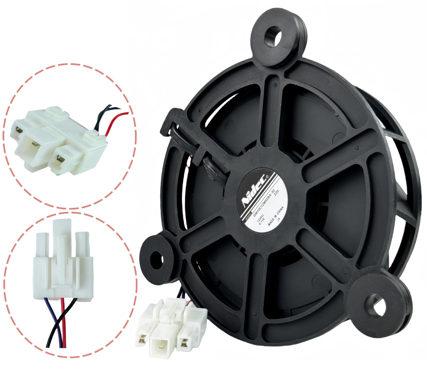 GW10C12MS2BA-52 Z20 Cooling Fan Motor for Midea Refrigerator Freezer, 12VDC 0.11A 3-pin Variable Frequency Cooling Fan