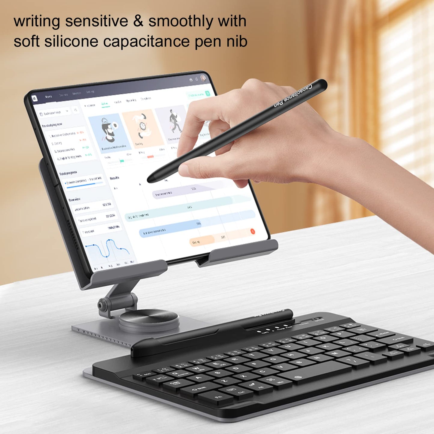 Libeagle Desktop Stand & Bluetooth Keyboard Combo for Galaxy Z Fold 7/6/5/4 & Z Trifold, 4-in-1 Includes Mouse Pen, Slot, Adjustable Foldable Tablet