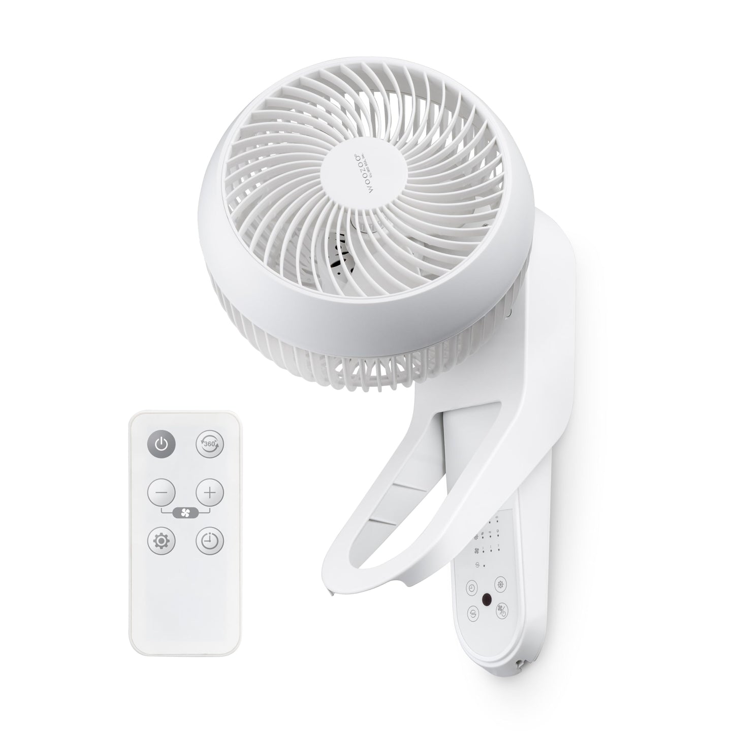 IRIS USA WOOZOO Air Circulator Wall Mount Fan with Remote, 360° Oscillation, 3 Speeds, 414 sqft Coverage, Quiet 30dB Motor, Adjustable Tilt,