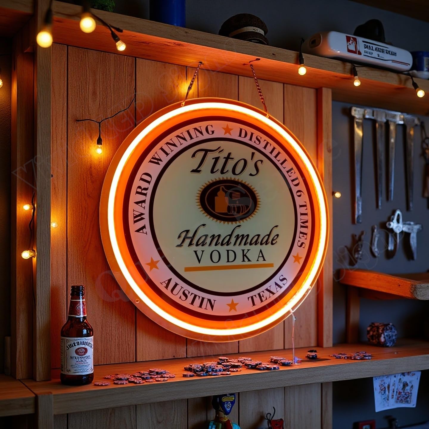 Queen Sense 16"x16" Handmade Vodka LED Neon Sign for Man Cave USB Powered Dimmable LED Signs Light BH1351