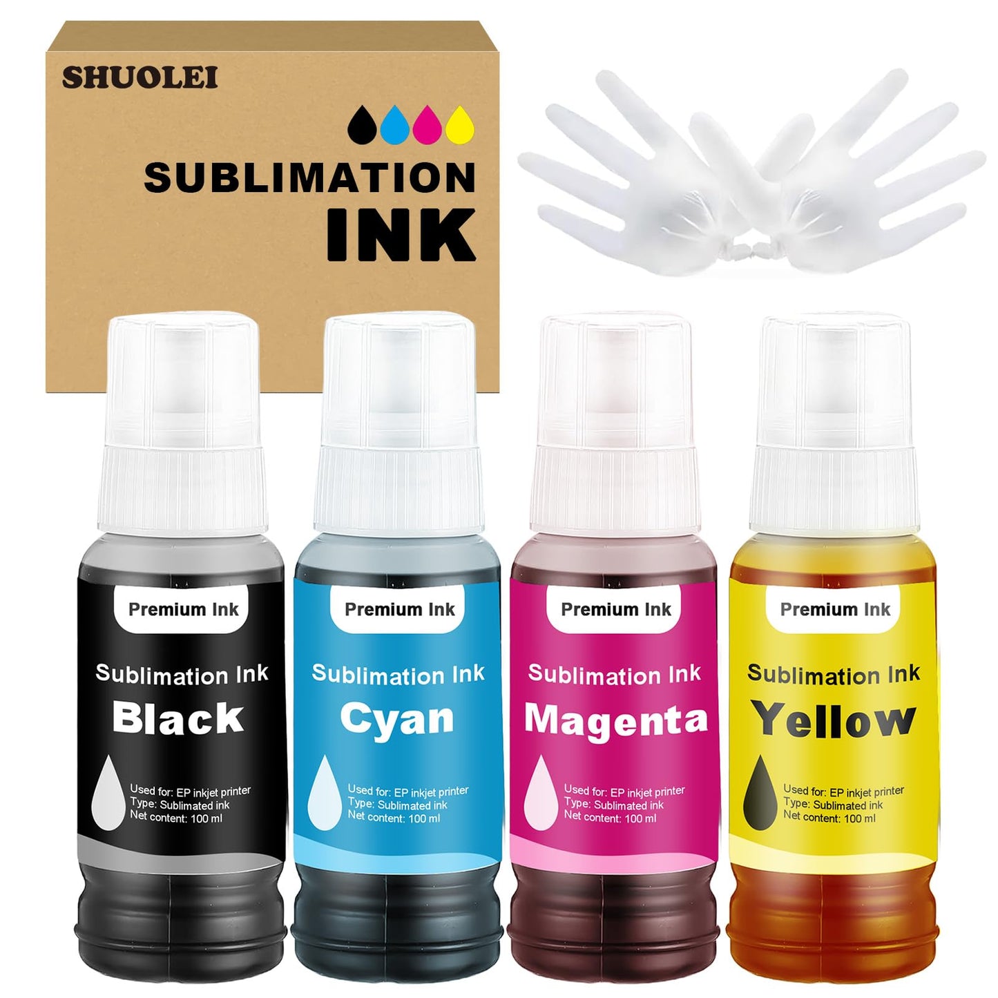 Sublimation Ink T522 Refilled Bottles Work with ET-2720 ET-2760 ET-2800 ET-15000 ET-2803 ET-2850 ET-3760 ET-4800 ET-4760 Inkjet Printer Heat Press