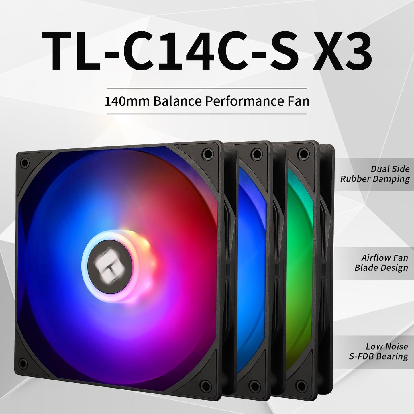 Thermalright TL-C14C-S X3 140mm Silent Cooling Fan,Black Compurter Cooling Fan,CPU Coolers with 1500RPM High Speed,4-Pin PWM Connector,3 Packs