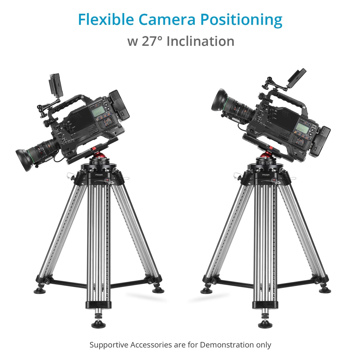 PROAIM Camera Support Leveling Base. Comes with Mitchell & 3/8” Base Mount. Payload up to 30kg/66lb. Swivel 360° with Inclination of up to 27°.