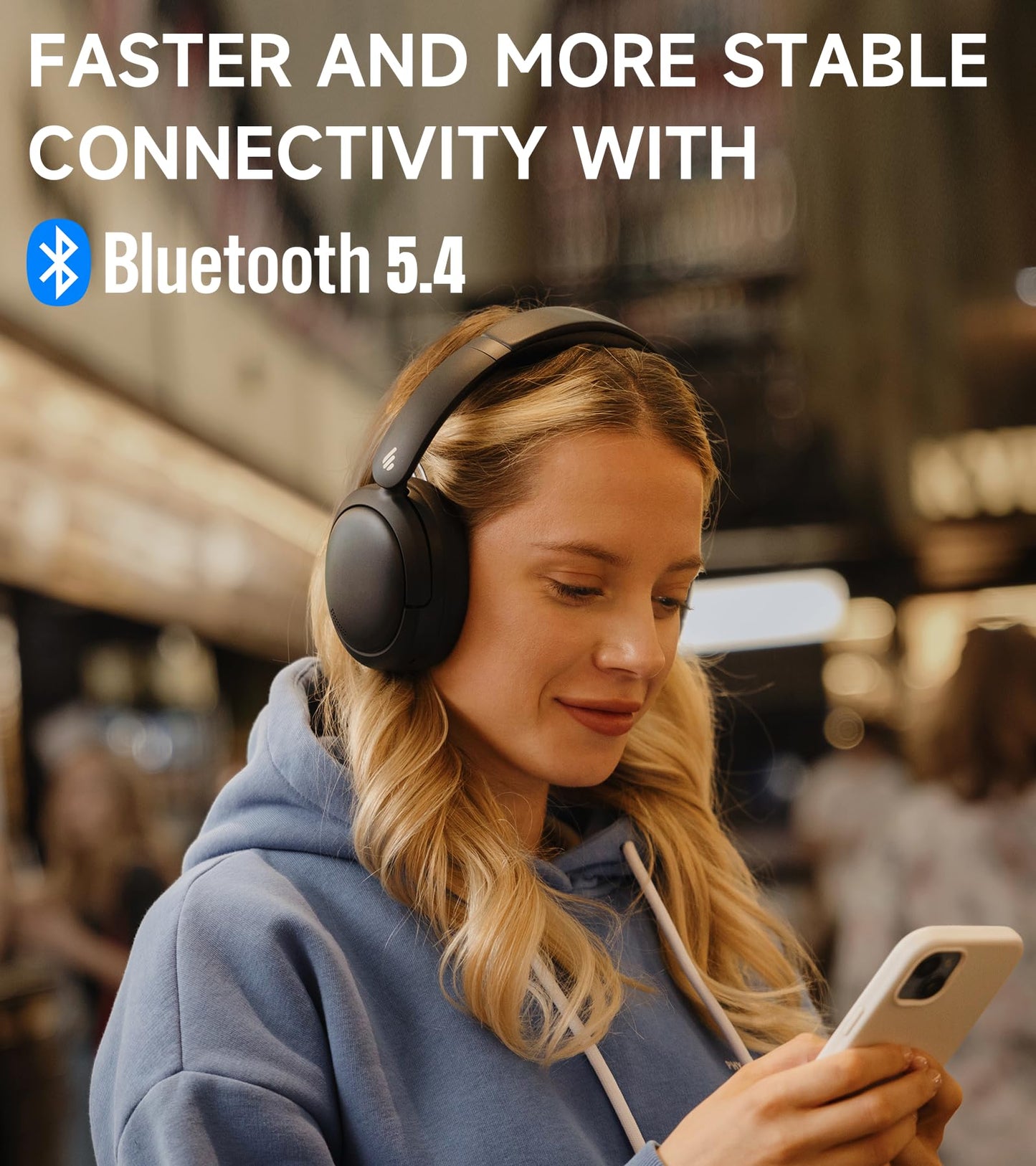 Edifier W800BT Pro Hybrid Active Noise Cancelling Headphones - Hi-Res Audio - AI Call Noise Cancellation - 45H Playtime - Fast Charging - Wireless