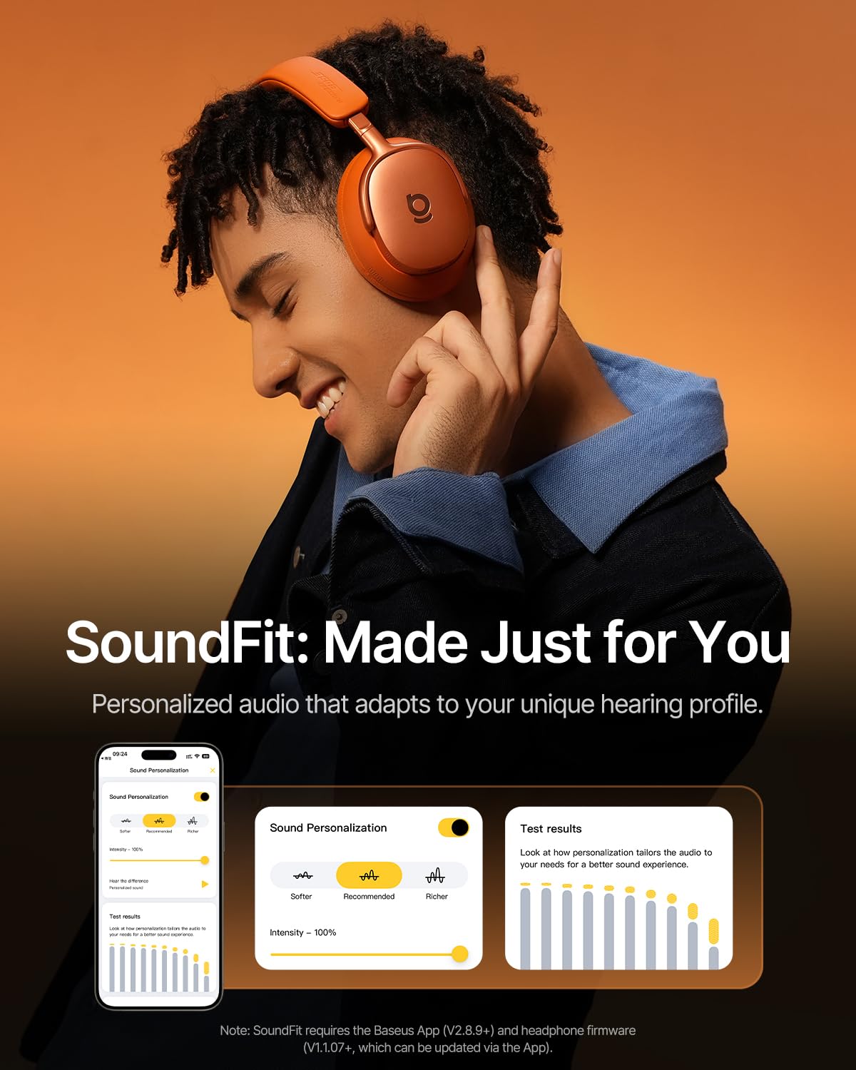 Baseus Inspire XH1 Adaptive Active Noise Cancelling Headphones, Sound by Bose, Dolby Audio, Premium Real-Time Adaptive ANC, Adaptive Tuning Rich…