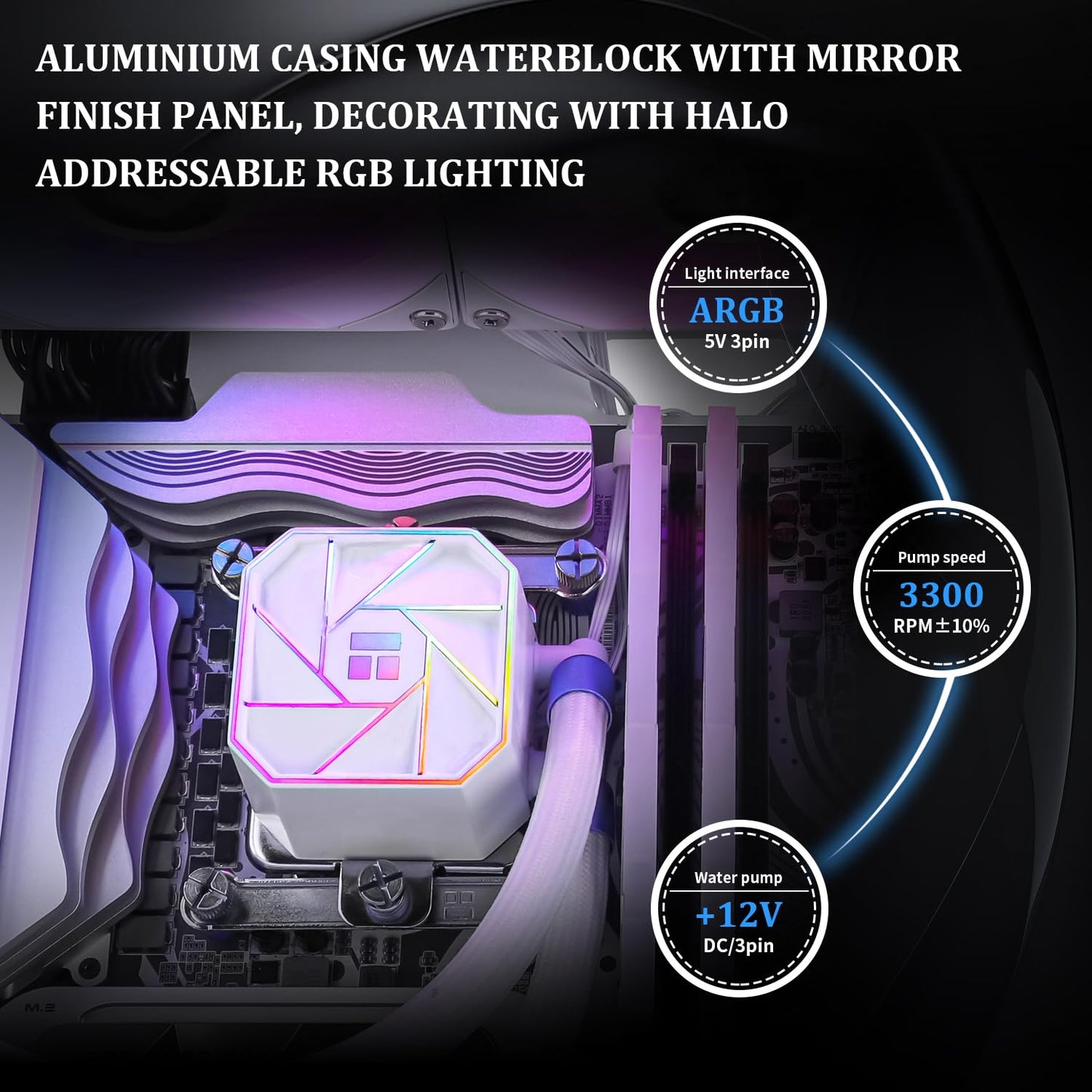 Thermalright Aqua Elite 360 White V3 Water Cooling CPU Cooler 3 PWM ARGB Fans with S-FDB Bearings,Efficient PWM Controlled Pump,for AMD/AM4/AM5, Intel