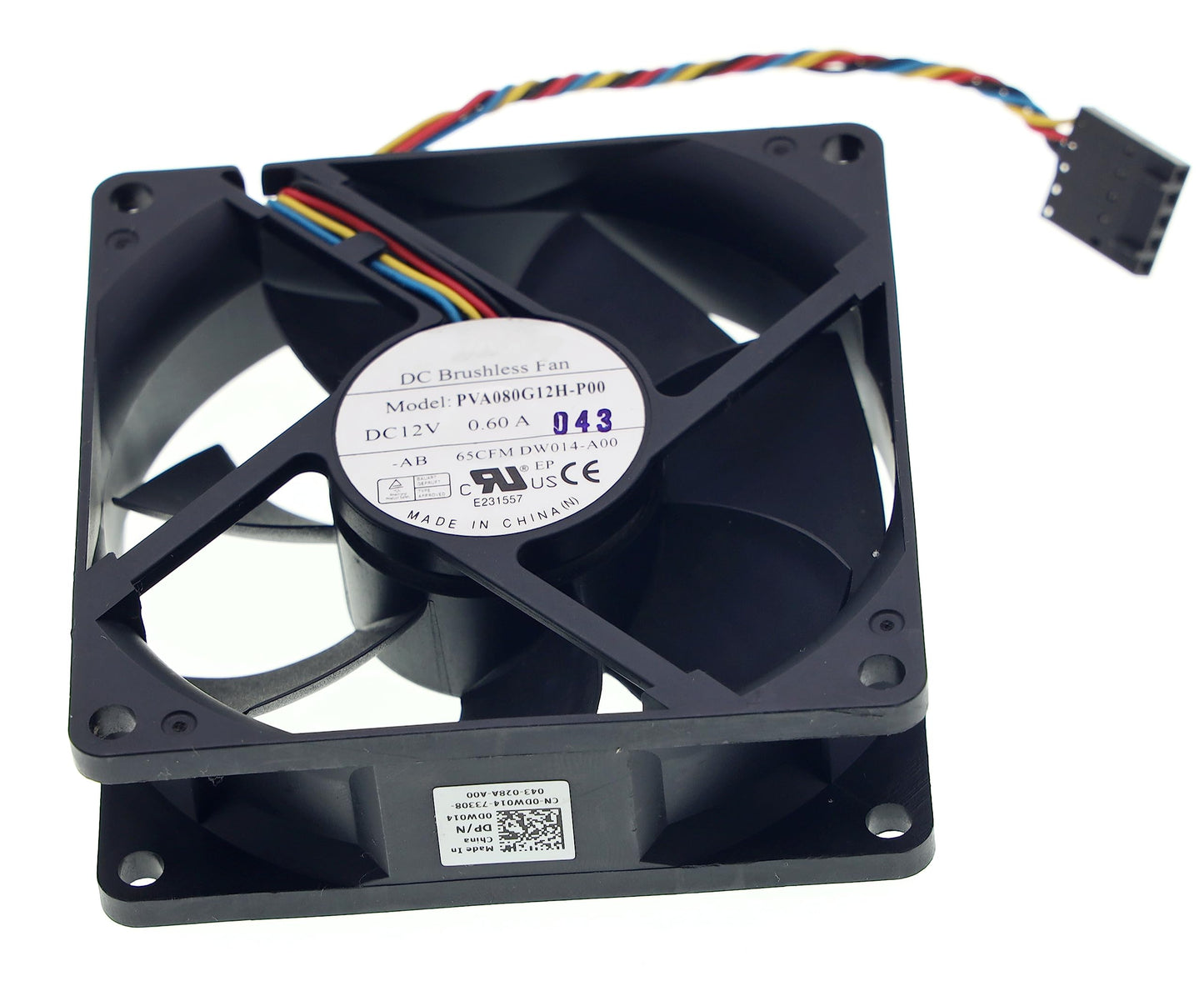 New Cooling fan for PVA080G12H-P00 089R8J 89R8J DC 12V 0.60A 8CM 8025 5-pin 4-wire Size:80x80x25mm