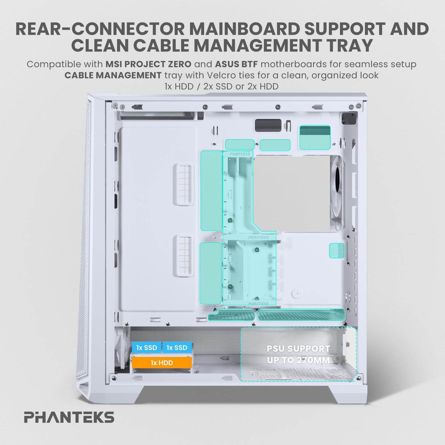 Phanteks Eclipse G400A ATX Mid-Tower Computer Case, PC Case with Tempered Glass Side Panel, RGB Gaming Chassis, 4 x 140mm Fans Pre-Installed (White)
